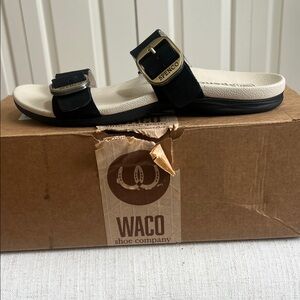 Waco Shoe Company Black and Cream Sandals
